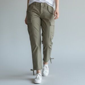 AG The Ex Boyfriend Cargo Crop Pant Mid Rise Sage Green relaxed Straight Leg Tie